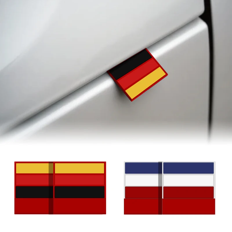 Rubber De German Fr French Flag Badge Car Interior Body Trunk Fender Adhensive 3D Decal Sticker Per Peugeot Kia Hyundai Volvo