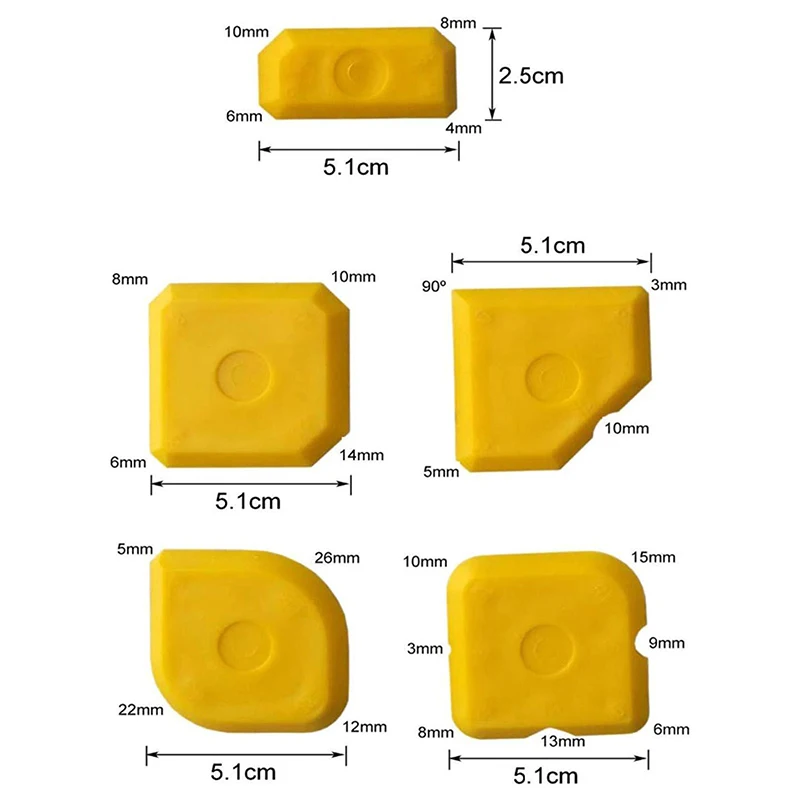 Kit de finition d'épandeur d'outil de mastic en silicone, applicateur de coulis de carrelage de calfeutrage, outil de retrait de calfeutrage de ciment, fenêtre et porte, 5 pièces