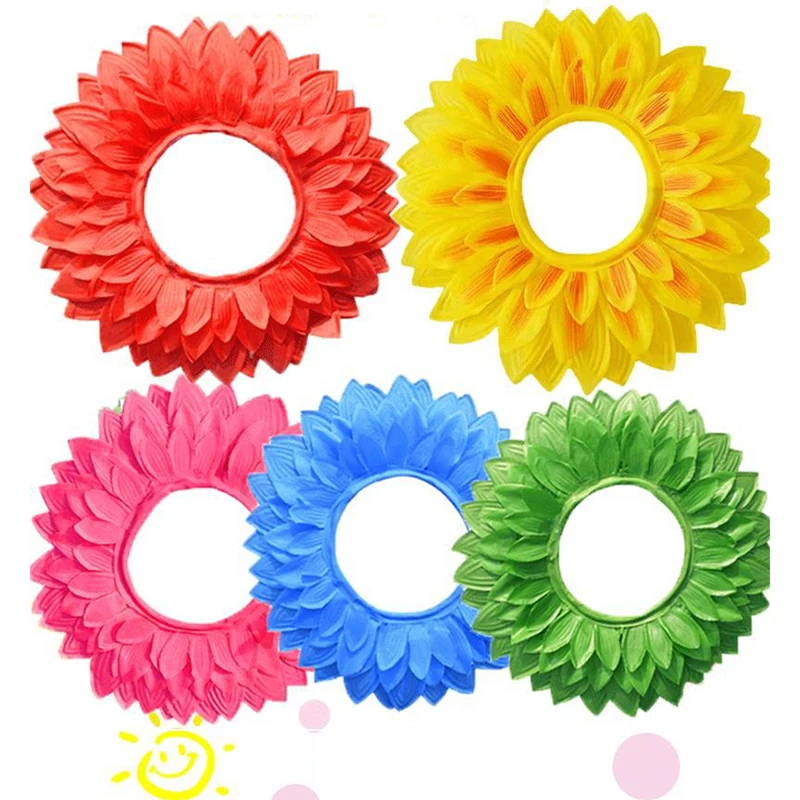 42 cm Sonnenblumen-Kopfbedeckung, lustige Performance-Requisiten, Sonnenblumen-Hut, Kapuze für Tanz, Party, Festival, Spiele, Kinderkostüm-Zubehör – Detail 3