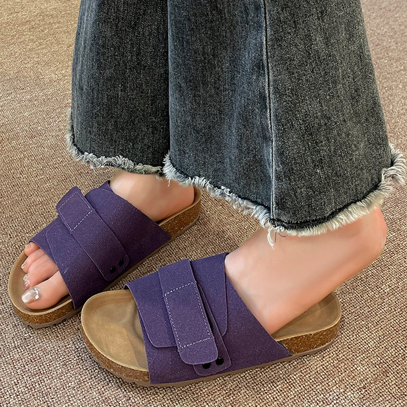 Shevalues Mode Damen Hausschuhe Freizeit Casual Slides Sommer Offene Zehen Hausschuhe Kork Einlegesohlen Damen Sandalen Mit Fußgewölbeunterstützung – Detail 9