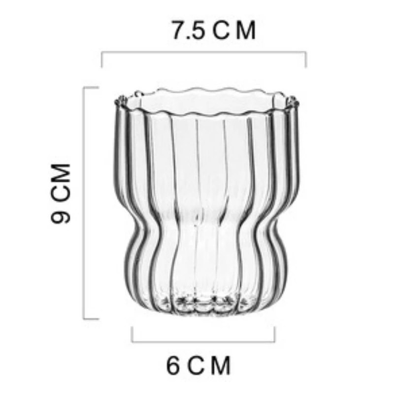 Milk Coffee Glass Cups Ribbed Drinking Glasses Glassware for Cocktail Beer Soda Juice Home Bar Party Gift