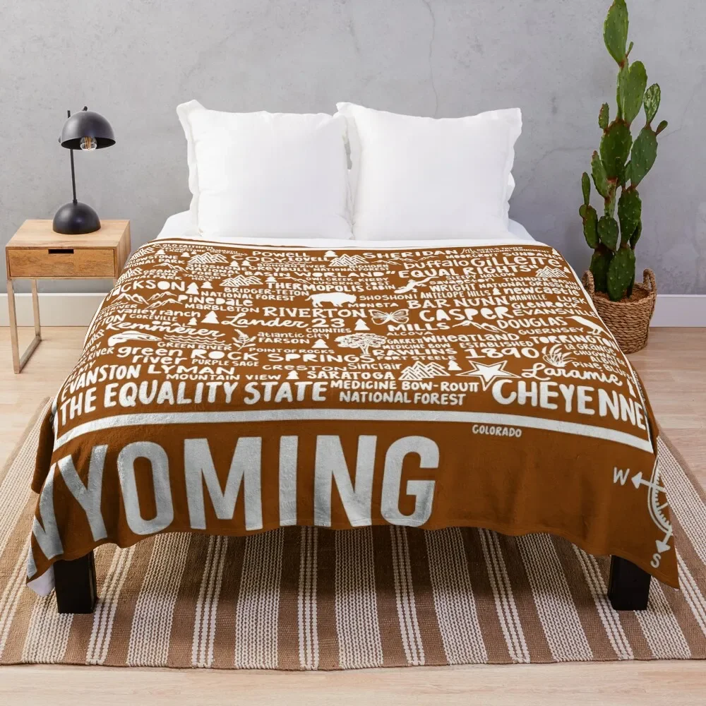 

Wyoming Map Throw Blanket Soft Big decorative blankets ands Blankets
