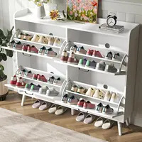 Shoe Cabinet Storage for Entryway, Hidden Slim Shoe Organizer, Shoe Cabinet with 4 Flip Drawers, Narrow Shoe, Customized 3