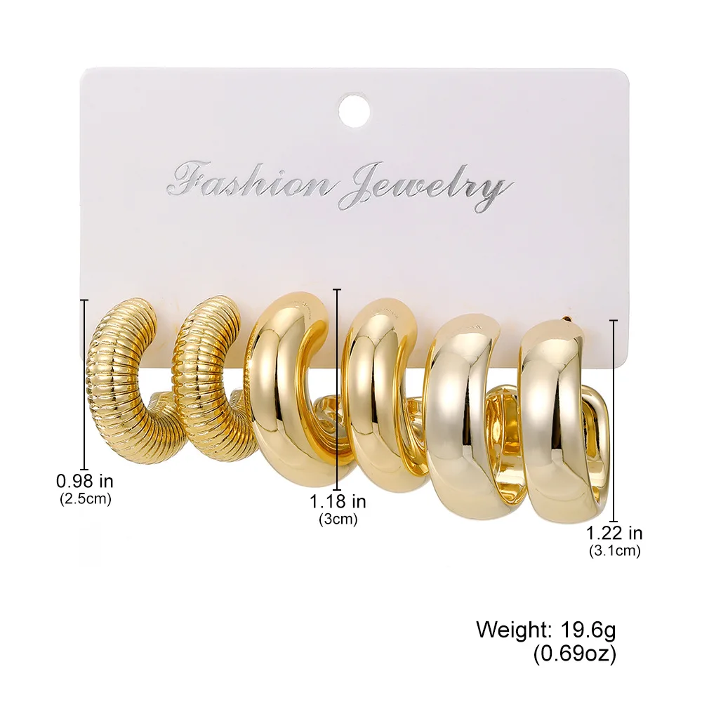 Gold Waterdrop Hoop Earring Set 6