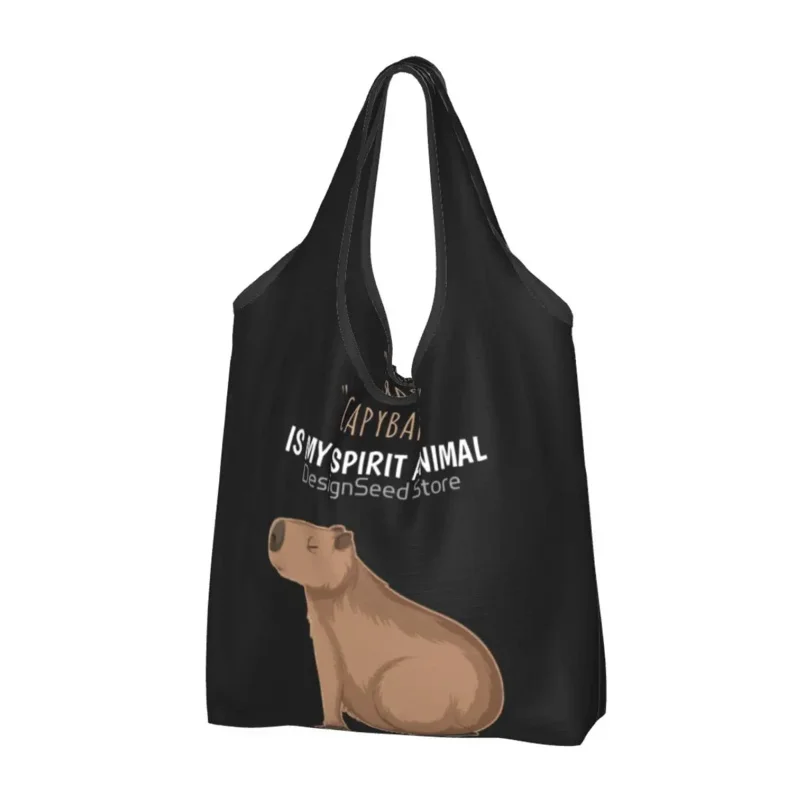 

Custom Capybara Shopping Bag Women Portable Big Capacity Grocery Wild Animals Of South America Shopper Tote Bags