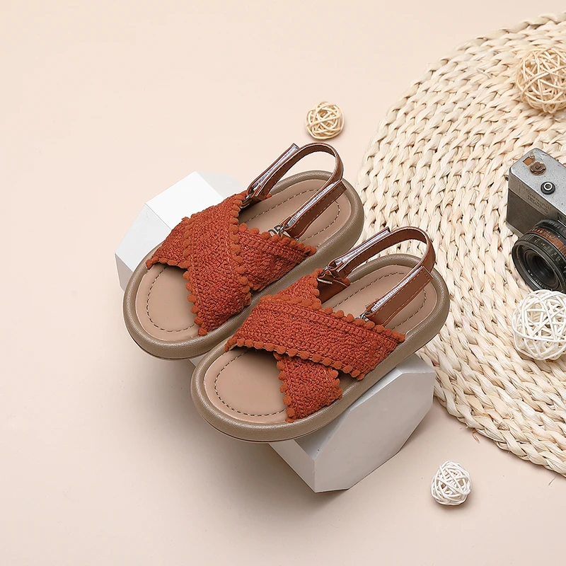 Girls Summer Beach Shoes Ethnic Style Kids Casual Sandals Soft Sole Fashion Children Retro Princess Shoes 2024 Summer New - 2