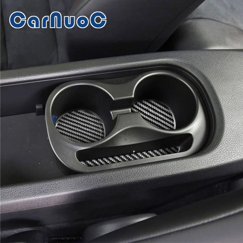 

Car Carbon Fiber Sticker Water Cup Holder Slot Pad Decorative Accessories Interior Cover Trim For Toyota 86 Subaru BRZ 2016-2020