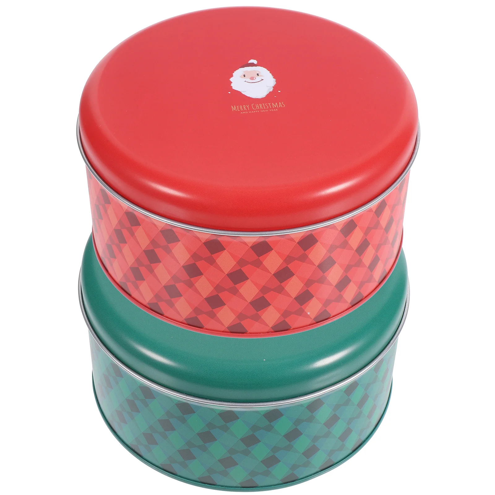 

2 Pcs Cookie Tin Candy Jar Lid Tinplate Christmas Containers Sugar Case Storage Metal Tins