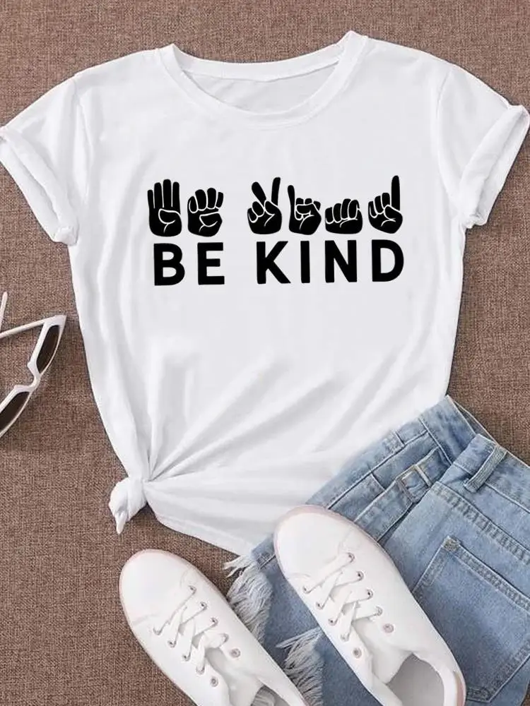 

Lovely Letter Cute Style Tee Top Women Fashion O-neck T Shirt Graphic T-shirts Print Short Sleeve Clothing Clothes