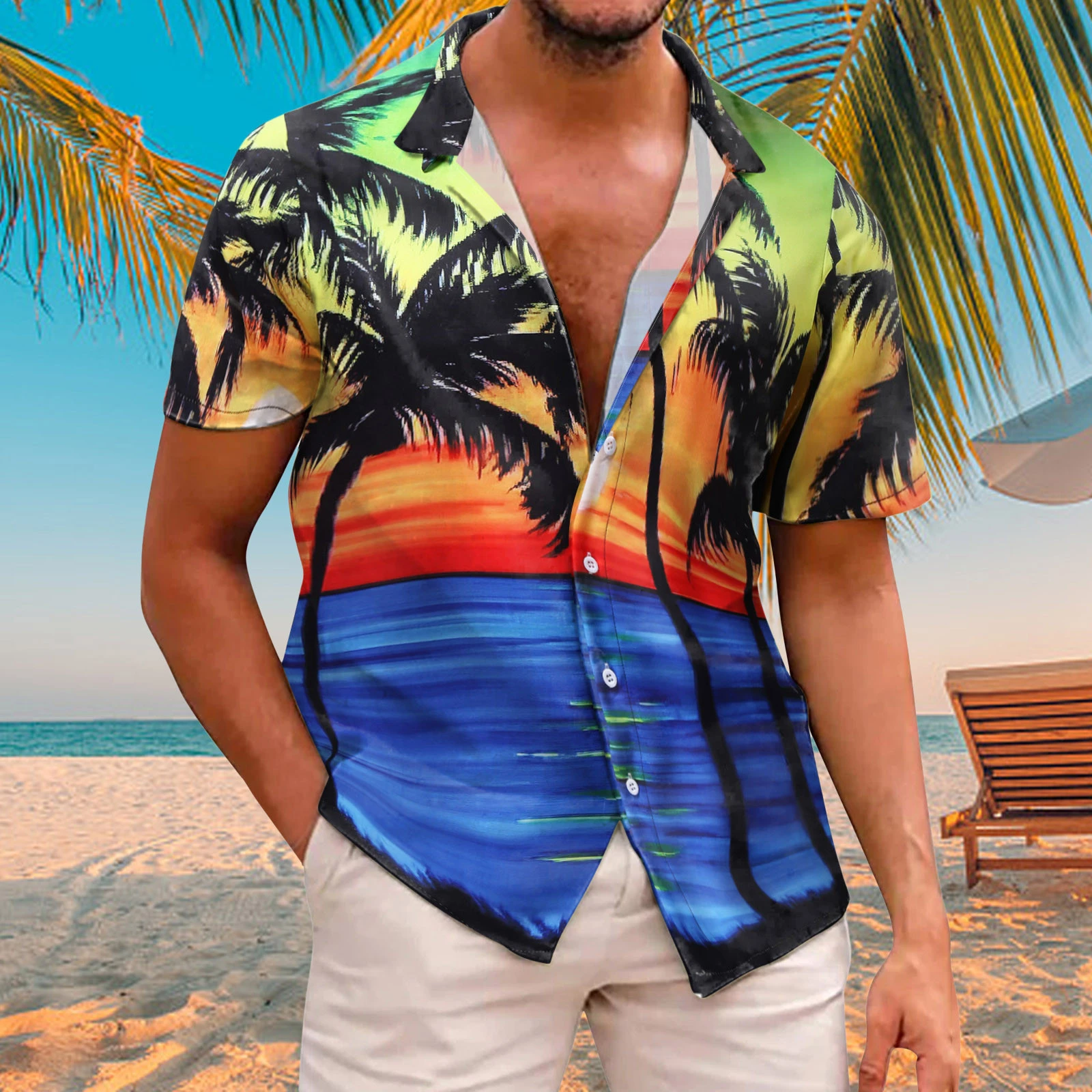 men's shirt with palm trees