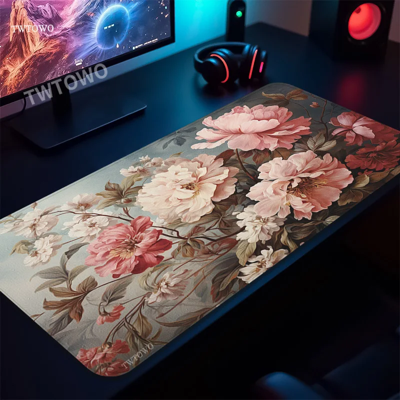 Mouse Pad Gamer Flower XL Large Mechanical Keyboard Pad Non-Slip Soft Laptop Mouse Mats Desktop