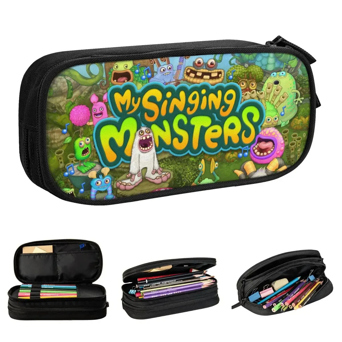 My Singing Monsters Pencil Case Game Cartoon Pen Box Bags Studente Large Storage Materiale Scolastico Pencilcases Con Cerniera