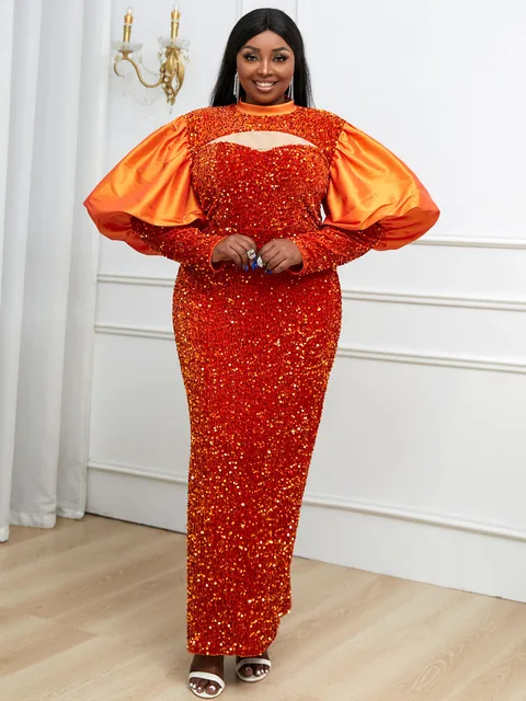 Chiamaka Puff Sleeve Sequin Dress