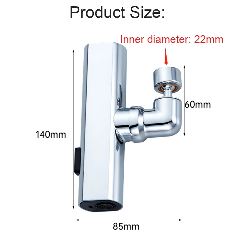 Cozinha Cachoeira Tipo Faucet Extender, Universal Bico De Rotação, Arejador À Prova De Respingo, Latão Acessório Pia Comum, 3 Modos, 360 °