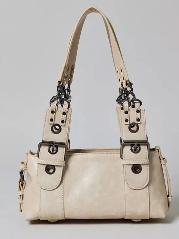 Retro Fashionable Women's Crossbody Bag Handbag Bowling Single Shoulder Bag Soft PU Leather Square Shape Internal Zipper Pocket