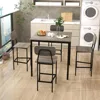 5-Piece Dining Table Set W/Counter Height Table & 4 Bar Stools, Modern Kitchen Dining Set W/Footrest & Backrest, Space-S 2