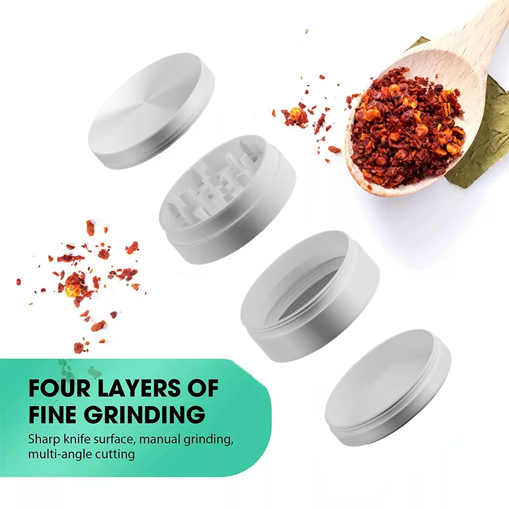 Ceramic Coating Spice Grinder White Nonstick Ceramic Coating Metal Grinder-4 Layers 63mm/2.5" 5