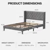 King Size Bed Frame with LED Lights, Wingback Diamond Tufted Headboard, Wood Slats Support, Upholstered Bed Frame 2