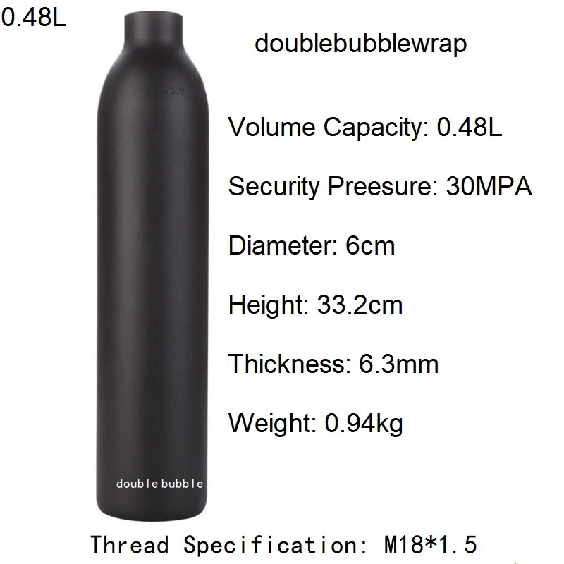0.22L-0.5L Aluminum Bottle Tank 4500 PSI Tank Cylinder Diving Aquarium Plant