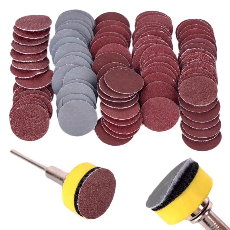 

1 Inch 100 Pcs Sanding Discs Pad Kit Round Sandpaper Hook Loop Sander Backer