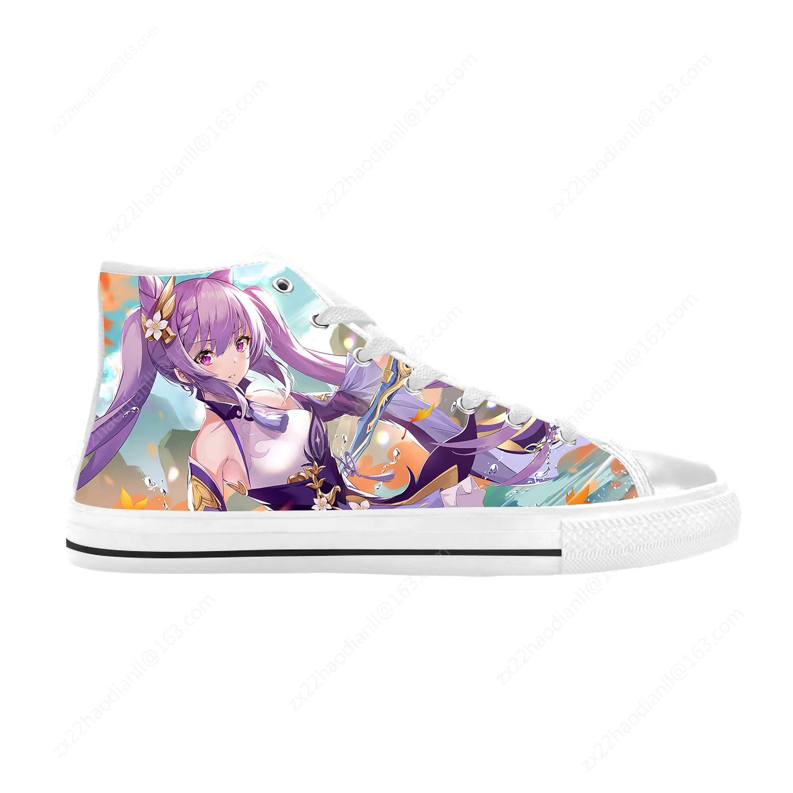 Anime Manga Cartoon Game Genshin Impact Keqing Casual Cloth Shoes High Top Comfortable Breathable 3D Print Men Women Sneakers