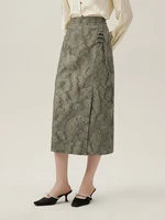FSLE New Chinese Style Light National Style A-line Skirt for Women Spring 2024 Design Sense Elegant Skirt Female 24FS11046