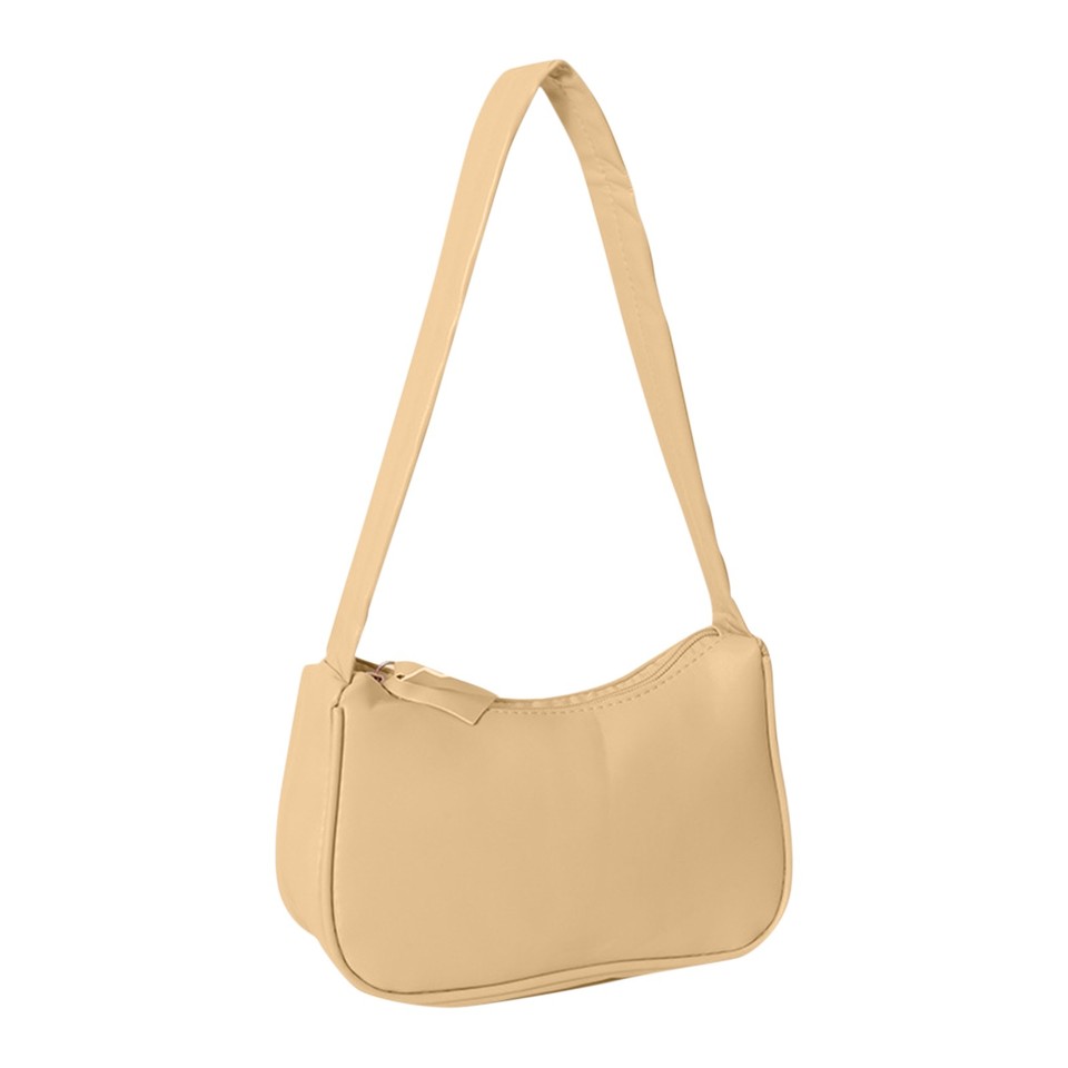 Fashionable Women'S Leather Solid Color One-Shoulder Handbag Retro Trend Dumpling Bag Simple Mobile Phone Data Cable Storage Bag