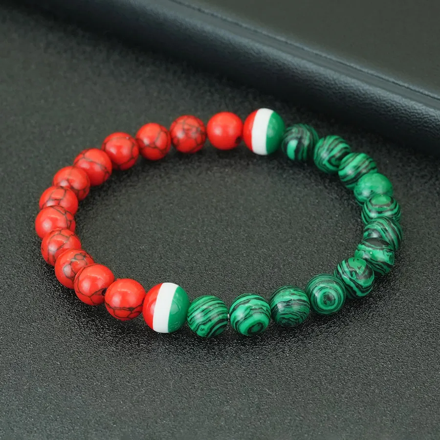Malachite Red Howlite Stone Beaded Bracelet for Men