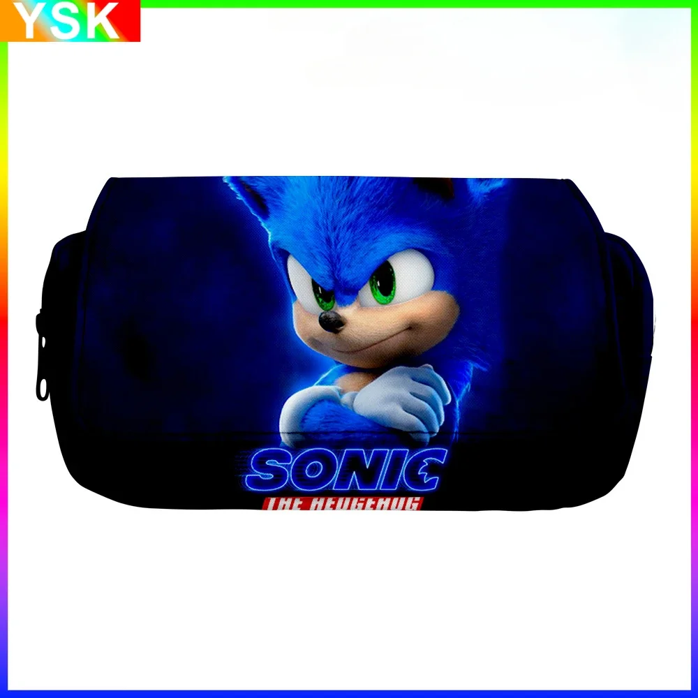 3D New SONIC Cartoon Sonic Cross-border Double-layer Pencil Bag Pencil Case Primary and Secondary School Student Stationery Box