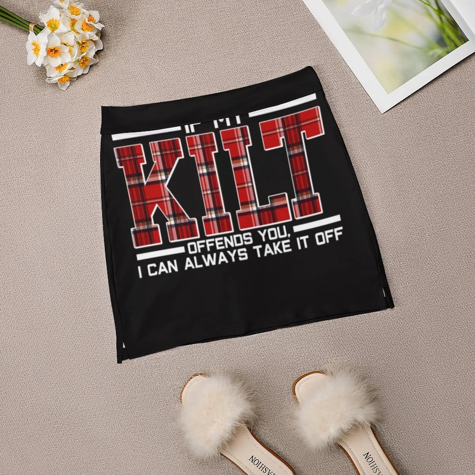 My kilt offends you take it off tartan day Light Proof Trouser Skirt dresses for prom Female skirt Woman clothing kpop