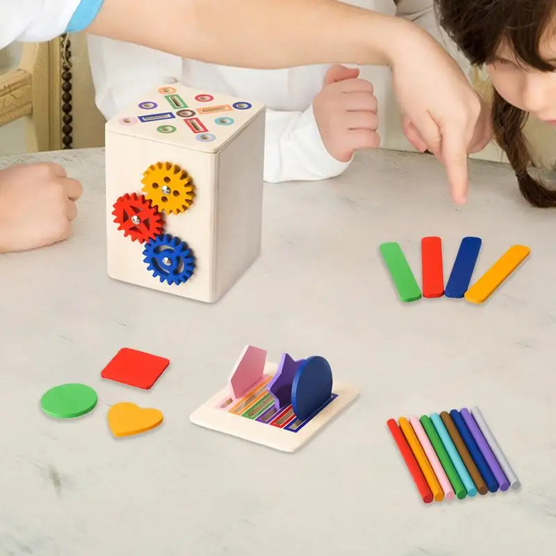 Shape Sorting Toy Sensory Matching Games Wooden Shape Color Sorter Motor Skills Toys For 1-3 Year Old Boy Children