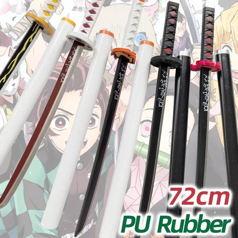 Kochou Shinobu Katana Original Assembled Anime Sword Cosplay Props Orange Kyoujurou Tanjirou Tokitou Muichirou Swords 72cm