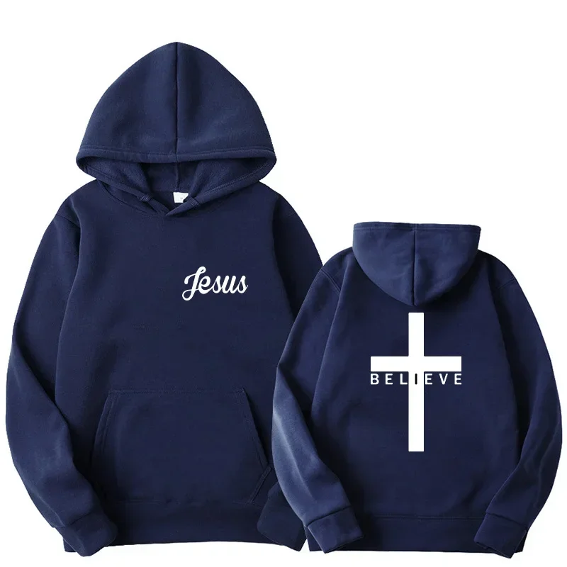 

Men's Believe Cross Jesus Printed Hoodie for Man Design Harajuku Hooded Streetwear Sportwear Spring Autumn Drawstring Sweatshirt