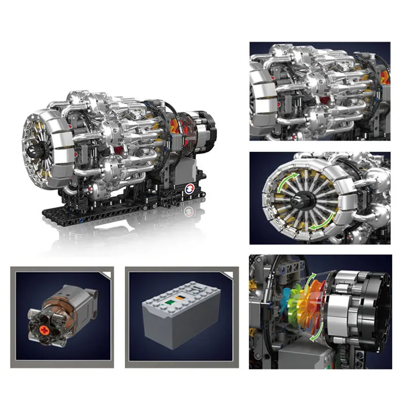 모든 유형의 엔진 모델 빌딩 키트 V8 V12 Radial Aviotion Turbojet STEM 교육용 MOC 장난감 Supercar 항공기 모델에 적합