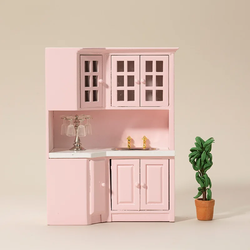 

1:12 Dollhouse Cabinet Sink Counter Set Mini Kitchen Model Play House Miniature Food Toy Ornament Gift Home Decor Decoration
