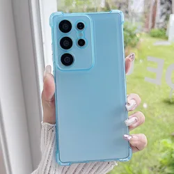 Candy Color Transparent Liquid Silicone Shockproof Matte Slim Phone Case - Galaxy S23+ (LIGHT BLUE)