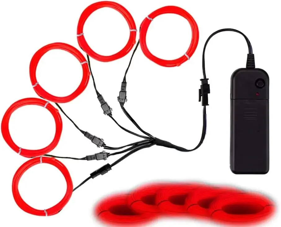 EL Wire set, 3 Light Modes Neon Light Portable Battery Powered Electroluminescent Wire