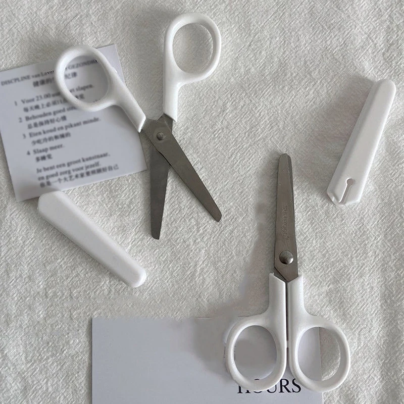 White Portable Stainless Steel Safety Scissors for Kids & Students 1