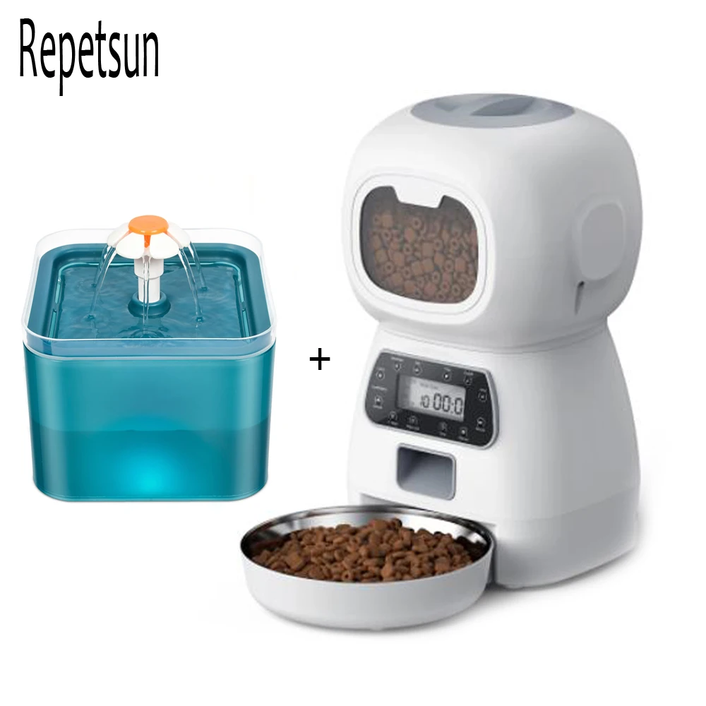 Smart Automatic Dog Cat Feeder 3.5 Liters Dry Food Dispenser Plus 2L Water Feeder Suitable For Small And Medium Pet