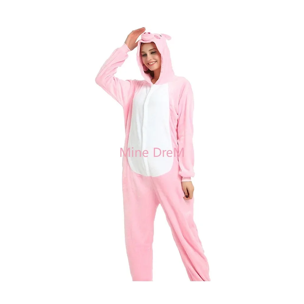 Pink Pig Kigurumi Animal Onesies Pajama Girls Cosplay Costume Unicorn Jumpsuit Christmas Gif