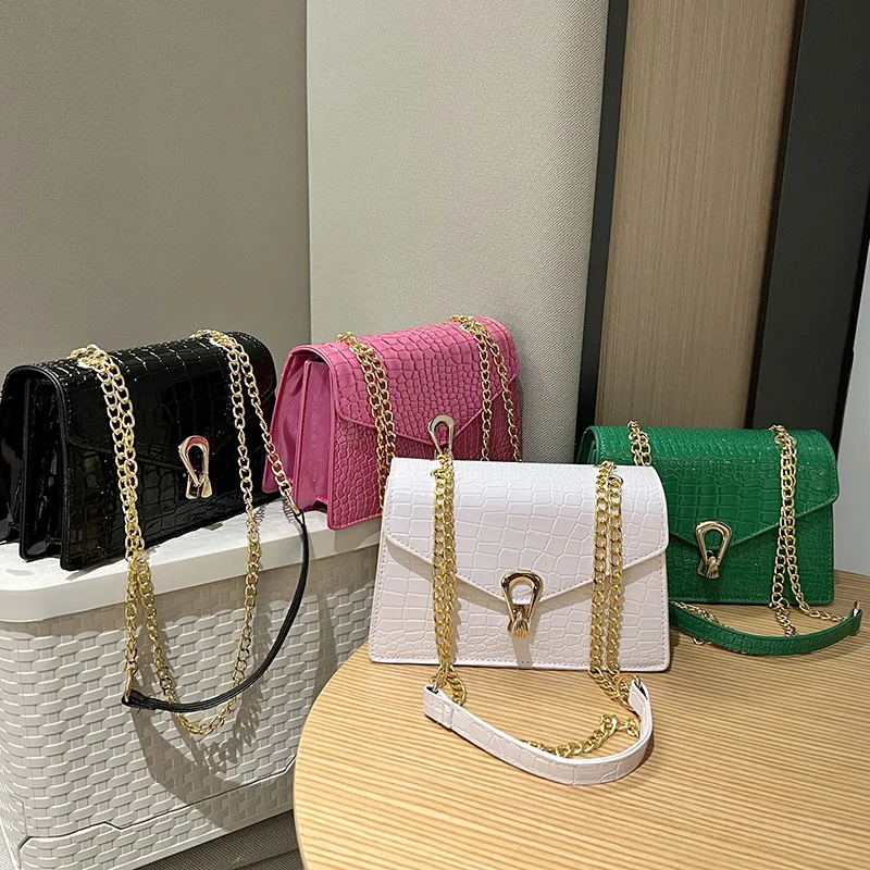 Fashion Luxury Design PU Leather Women Messenger Bag Female Chain Shoulder Crossbody Bag Small Ladies Underarm Top Handle Bag