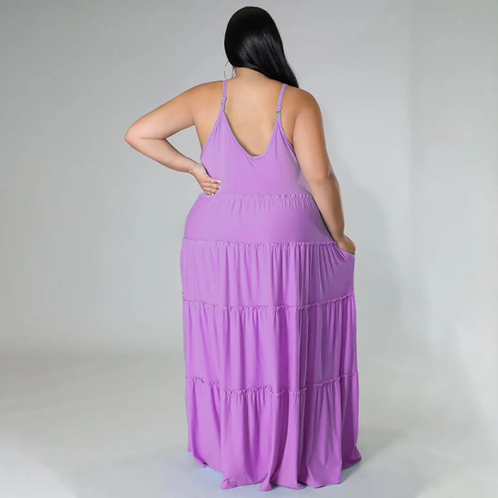 Plus Size Solid Loose Dress Women Sleeveless Elegant Pretty Cloth Female Casual Wide 5xl Robe 2023 Summer Sale New In Dress