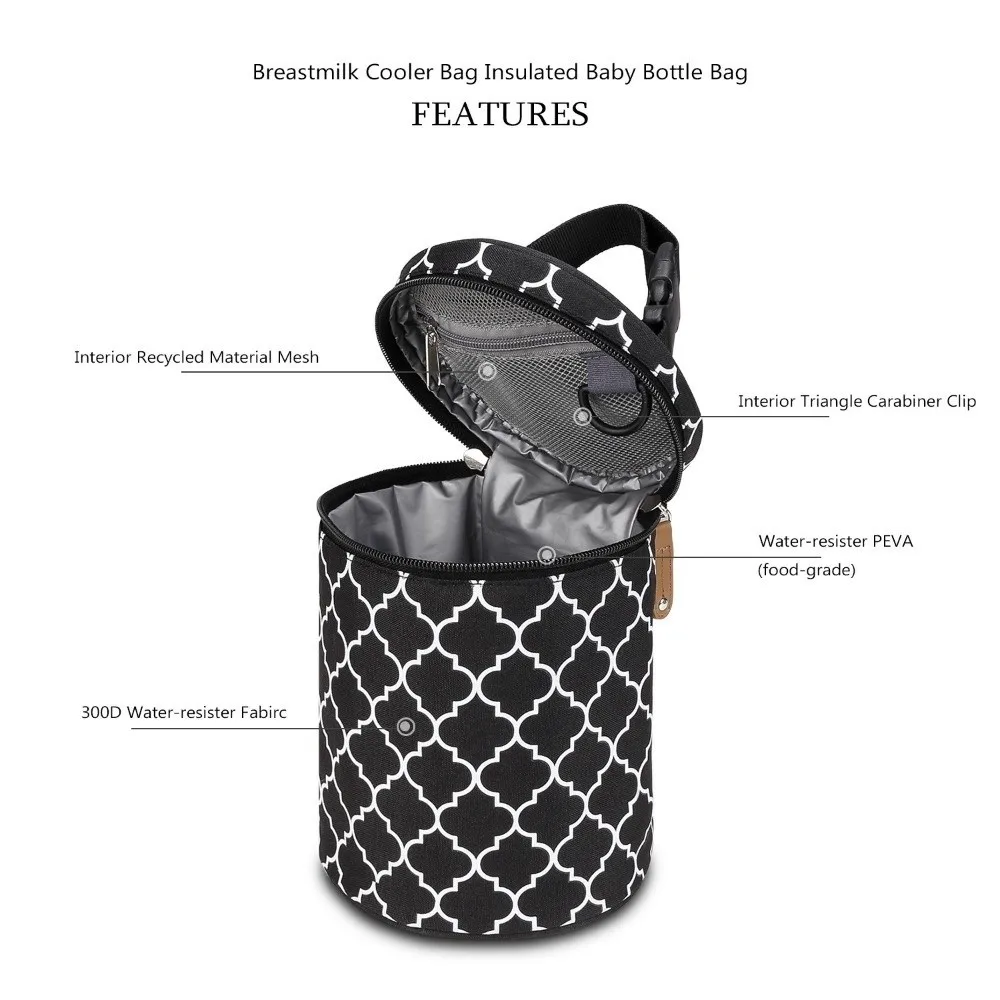 Thermal Insulation Stroller Hanging Bag Waterproof Large Capacity Baby Bottle Bag Hanging Design Breastmilk Storage