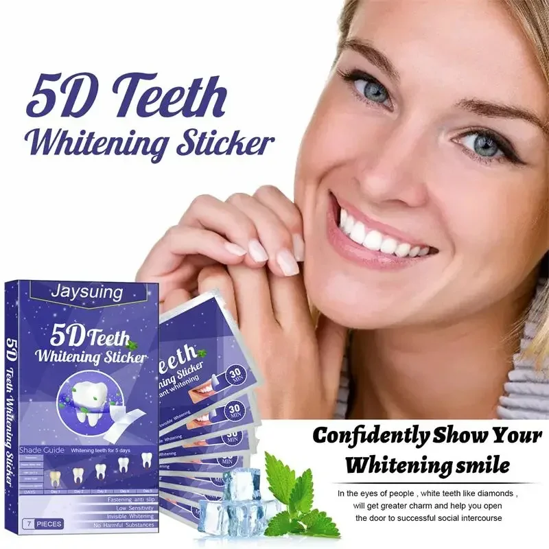 5D Whitening Teeth Stickers Gel Whitening Strips Stain Removal Oral Hygiene Care Strip Dental Bleaching Clean Oral Hygiene Teeth