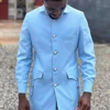 Kaftan Mens Tuxedo Suits Solid Single Breasted Tops Pants Pockets Kuanda Suit Wedding Ethnic Casual 2PCS Suit Men's Sets Outfits 2