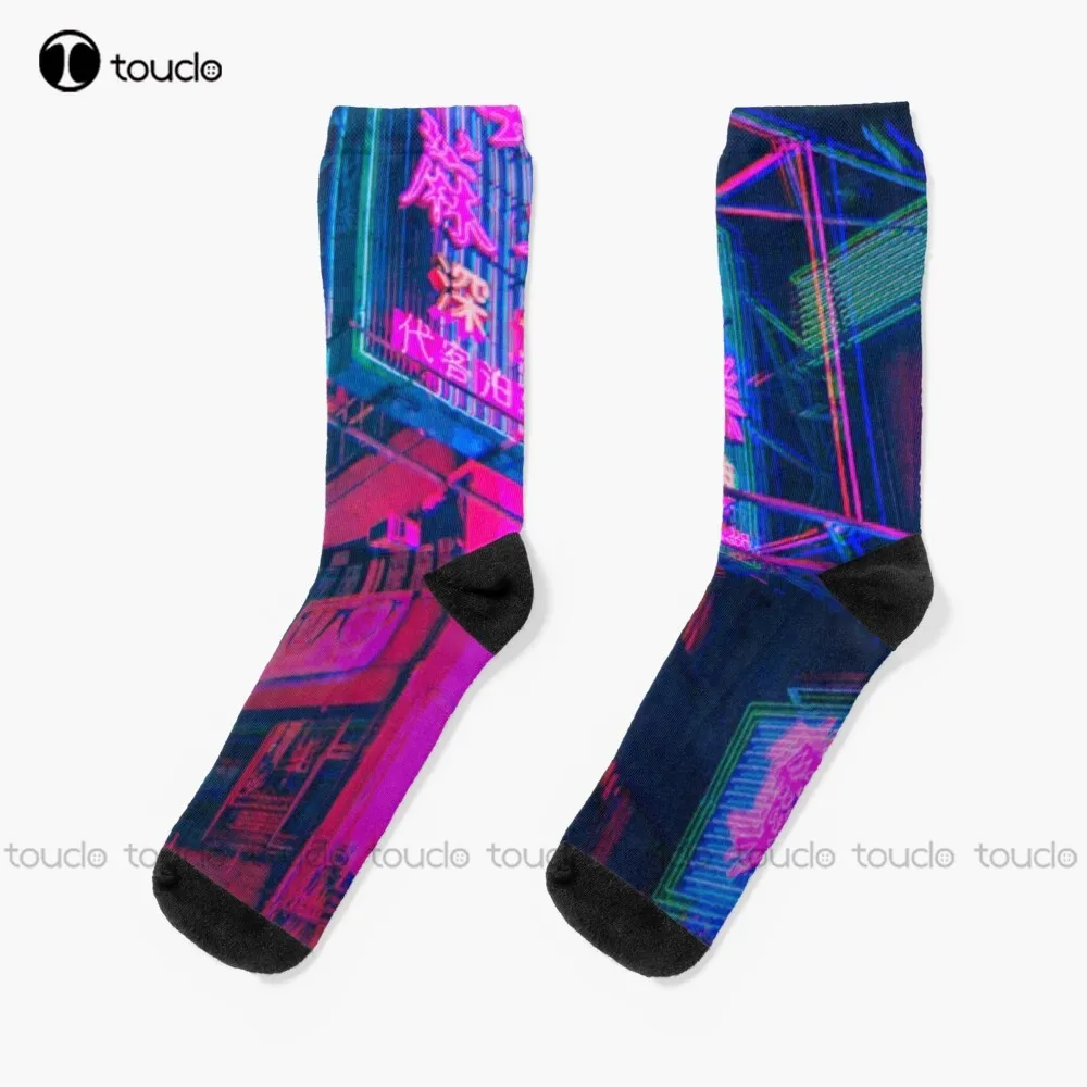 

Retrowave Aesthetic Lights Socks Custom Socks Christmas Gift Unisex Adult Teen Youth Socks Custom 360° Digital Print Women Men