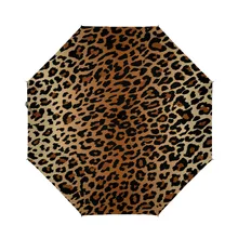 

Compact Small Mini Umbrella Automatic Animal Leopard Print Pattern Cheetah Brown Travel Folding Umbrella Collapsible Auto Open/C