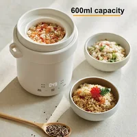 Casserole électrique multifonction 600 ml en céramique antiadhésive, cuiseur à riz rapide, boîte à lunch électrique portable, mini marmite électrique 2