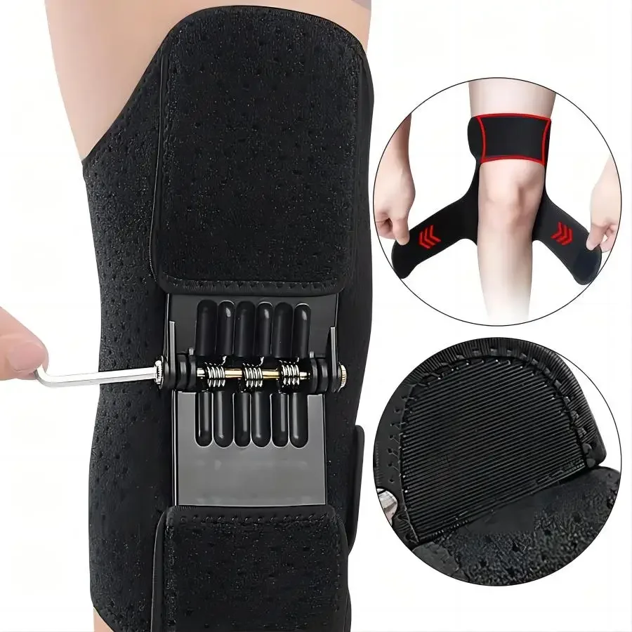 ZHUOHUA Knee Booster For Running Cycling & Hiking Breathable Support With Spring-Loaded Patella Strap Lace-Up Closure 1Pc