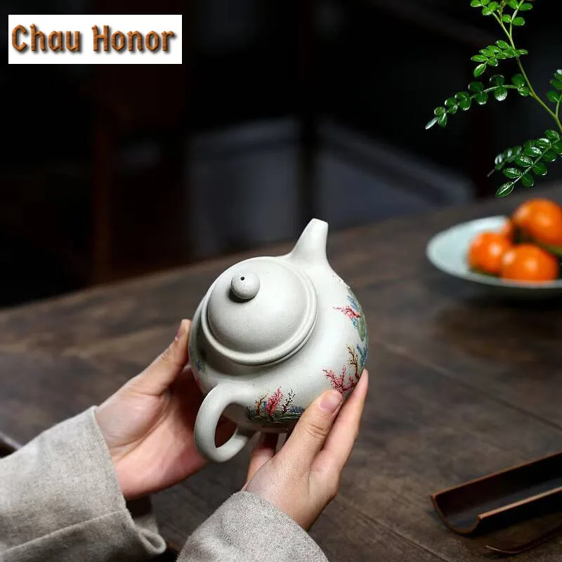 460ml Yixing Raw Ore Mutton Fat Jade Mud Purple Clay Teapot Handmade Household Kungfu Teaset Tea Ceremony Drinkware  Accessories